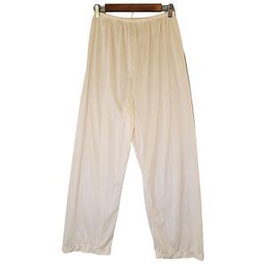 Sears Vintage 100% Nylon Women L Pants Beige Elastic Waist Pull On Straight Leg